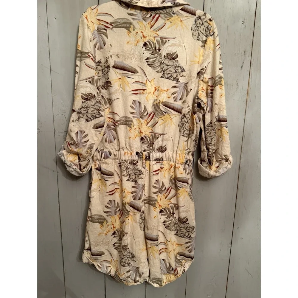 Guess‎ Floral Linen Blend Vintage Romper Size Med Beach Vibe Stunning